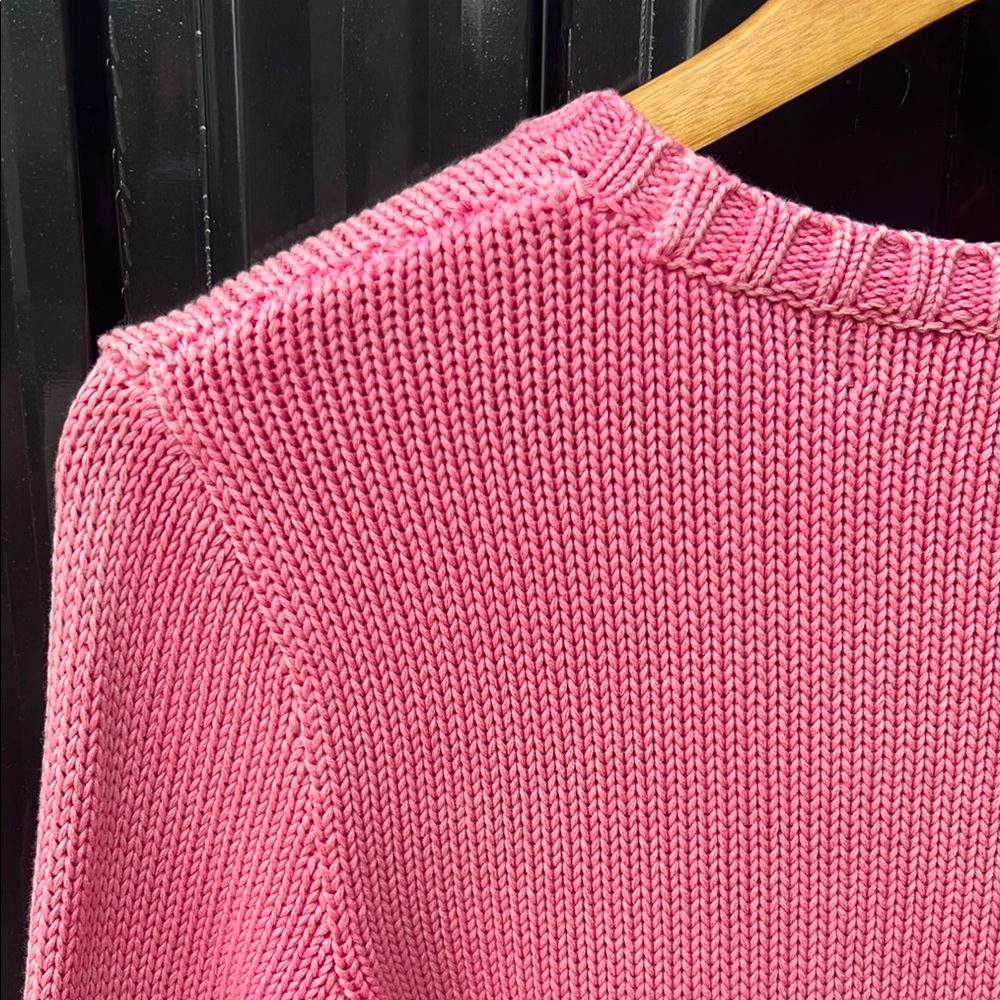 RALPH LAUREN Heritage American Flag 100% Cotton Chunky Knit Spell Sweater Pink - Picture 16 of 16